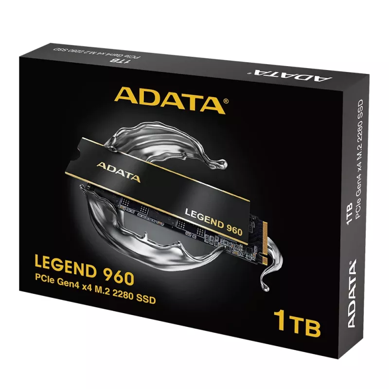 SSD M.2 1 TB ADATA LEGEND 960 PCIe 4.0 NVMe, 7400/6000 MB/s, 3D NAND, SMI SM2264, aparatūras šifrēšana, dzesētājs