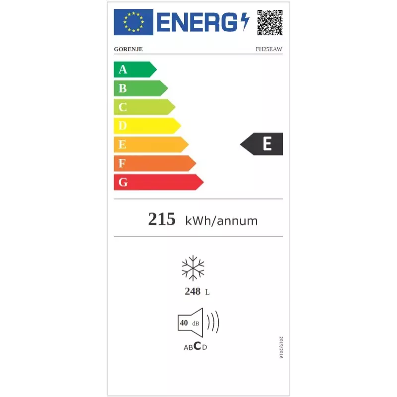 Gorenje FH25EAW Saldētava Lāde Brīvstāvoša 248 L Balta