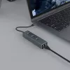USB-C centrmezgls SAVIO AK-57 ar 3 × USB-A, RJ-45 Gigabit Ethernet (5000 Mbit/s), alumīnija pelēks