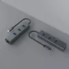 USB-C centrmezgls SAVIO AK-57 ar 3 × USB-A, RJ-45 Gigabit Ethernet (5000 Mbit/s), alumīnija pelēks