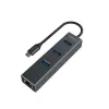 USB-C centrmezgls SAVIO AK-57 ar 3 × USB-A, RJ-45 Gigabit Ethernet (5000 Mbit/s), alumīnija pelēks