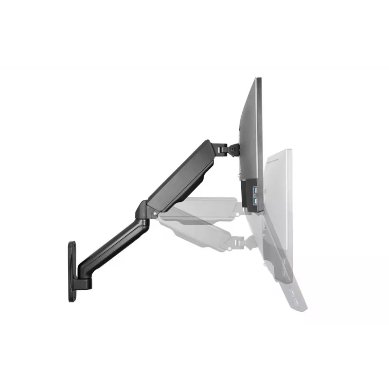 DIGITUS Vienas gāzes atsperes monitora sienas stiprinājums 32 collām, maks. 9 kg, melns