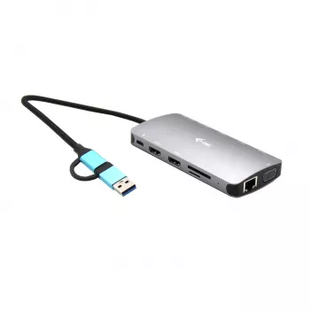 i-tec USB 3.0 USB-C/Thunderbolt 3x Display Metal Nano Dock ar LAN + Power Delivery 100 W