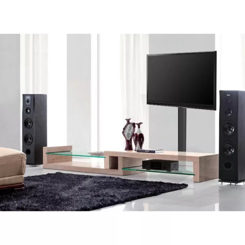Grīdas TV stiprinājums TECHLY ICA-TR27 32–55 collu (81,3–139,7 cm), VESA 100x100–600x400, slīpums -15–0°, maks. slodze 40 kg, melns