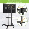 Grīdas statīva stiprinājums TECHLY ICA-TR16T 37 collu–70 collu displejiem, VESA 200x200–600x400, līdz 50 kg, augstuma regulēšana, riteņi, slīpums ±10° (melns)