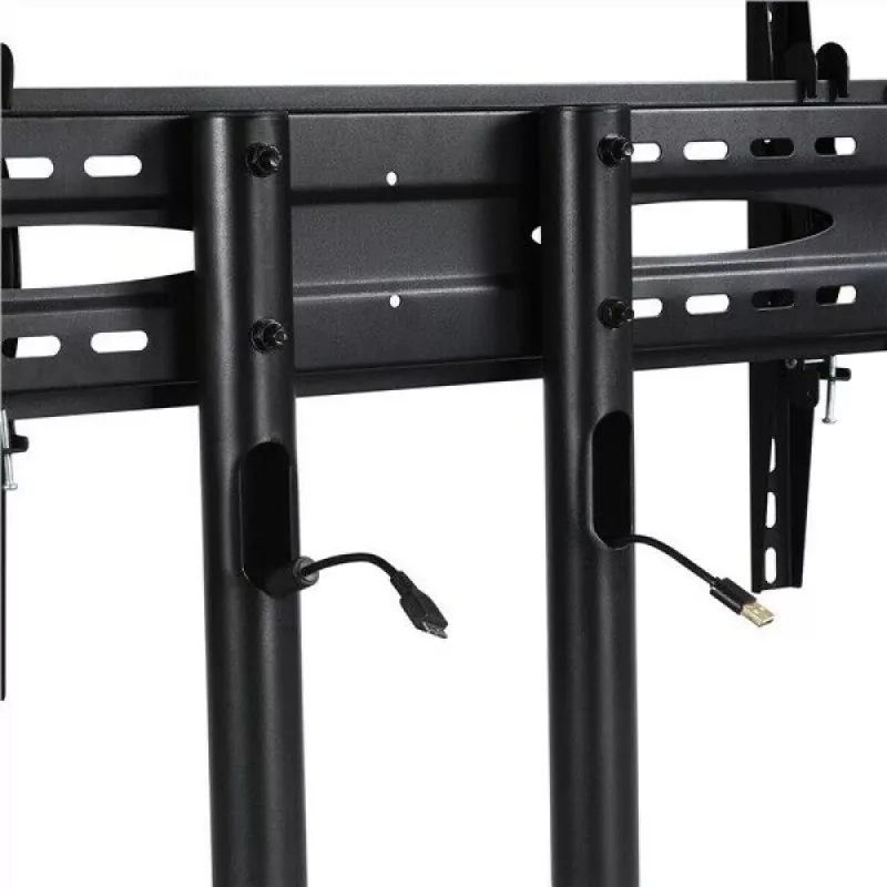Grīdas statīva stiprinājums TECHLY ICA-TR16T 37 collu–70 collu displejiem, VESA 200x200–600x400, līdz 50 kg, augstuma regulēšana, riteņi, slīpums ±10° (melns)