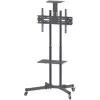 Grīdas statīva stiprinājums TECHLY ICA-TR16T 37 collu–70 collu displejiem, VESA 200x200–600x400, līdz 50 kg, augstuma regulēšana, riteņi, slīpums ±10° (melns)