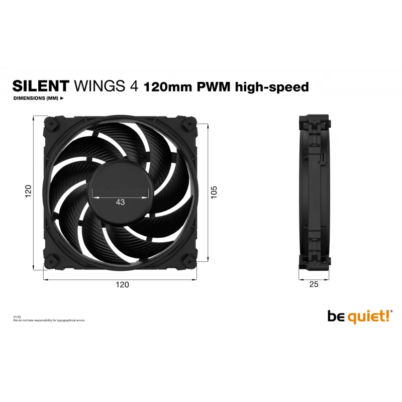 be quiet SILENT WINGS 4 | 120mm PWM high-speed datora korpusa ventilators 12 cm Melns 1 gab.