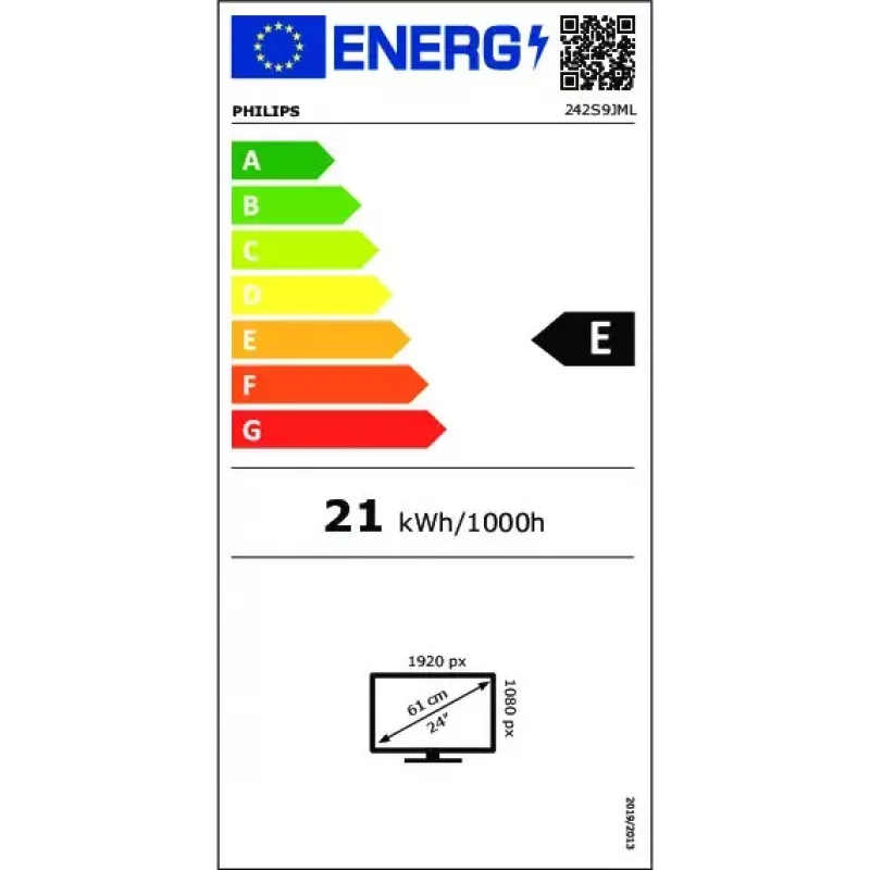Philips S Line 242S9JML/00 datora monitors 61 cm (24 colli) 1920 x 1080 pikseļi Full HD LCD Melns