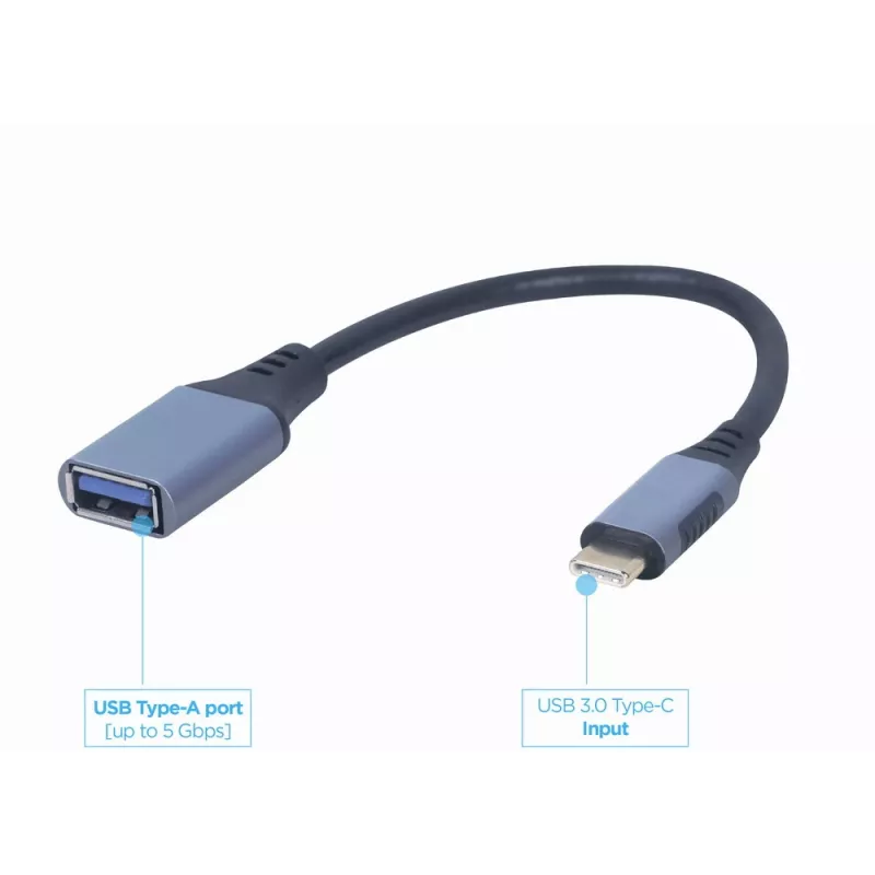 GEMBIRD USB 3.0 OTG Type-C uz USB Type-A kabelis (CM/AF), kosmosa pelēks