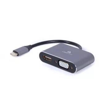 GEMBIRD Alt-DP USB Type-C uz HDMI + VGA displeja adapteris - pelēks