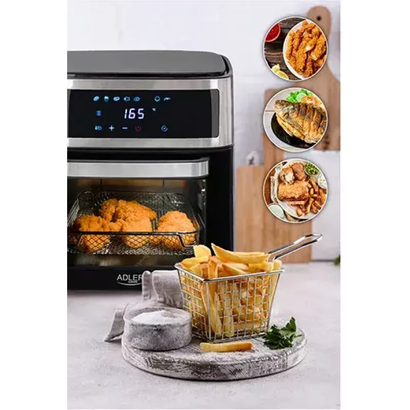 Karstā gaisa fritieris krāsns Adler AD 6309 13 L 2500 W Melns/Sudraba, skārienjutīga vadība, rotisserie