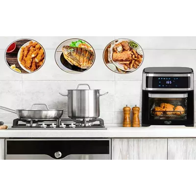 Karstā gaisa fritieris krāsns Adler AD 6309 13 L 2500 W Melns/Sudraba, skārienjutīga vadība, rotisserie
