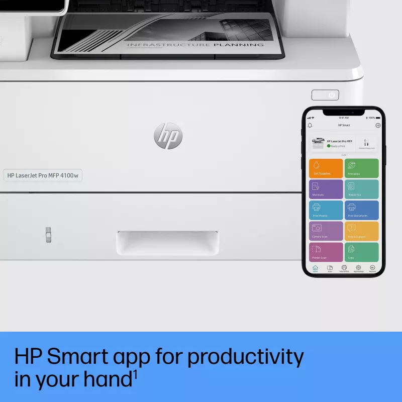 Daudzfunkciju printeris HP LaserJet Pro MFP 4102fdw lāzera vienkrāsas drukāšana