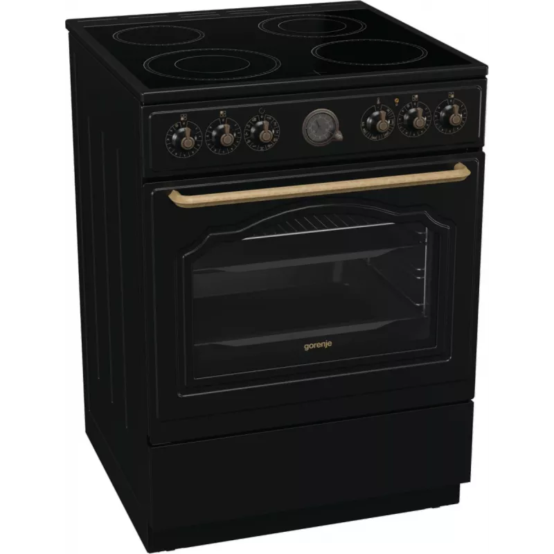 Gorenje GECS6B71CLB Brīvi stāvoša plīts Elektriskā keramikas plīts virsma Melna