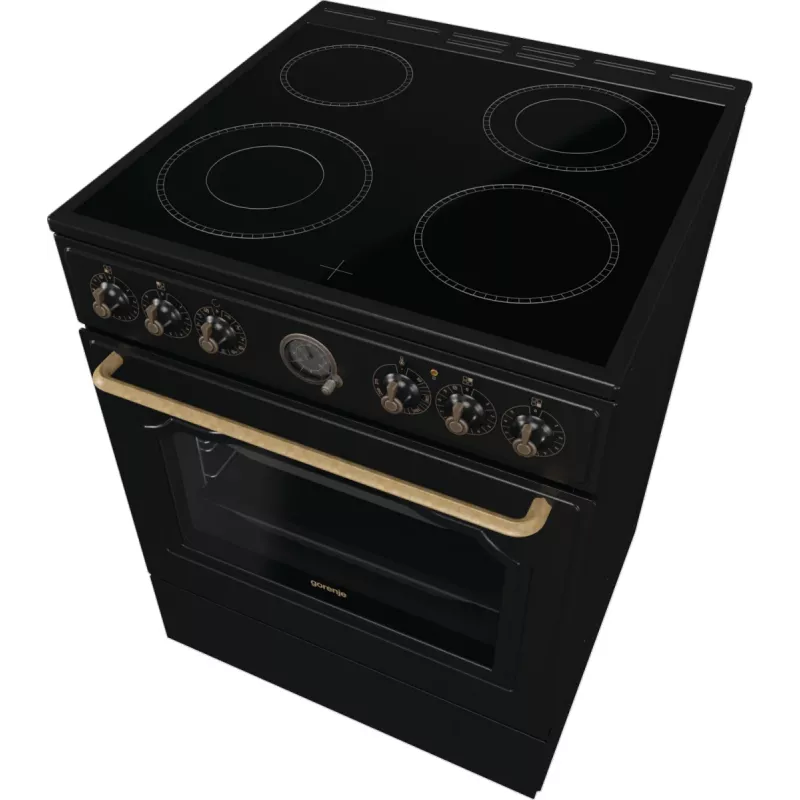 Gorenje GECS6B71CLB Brīvi stāvoša plīts Elektriskā keramikas plīts virsma Melna