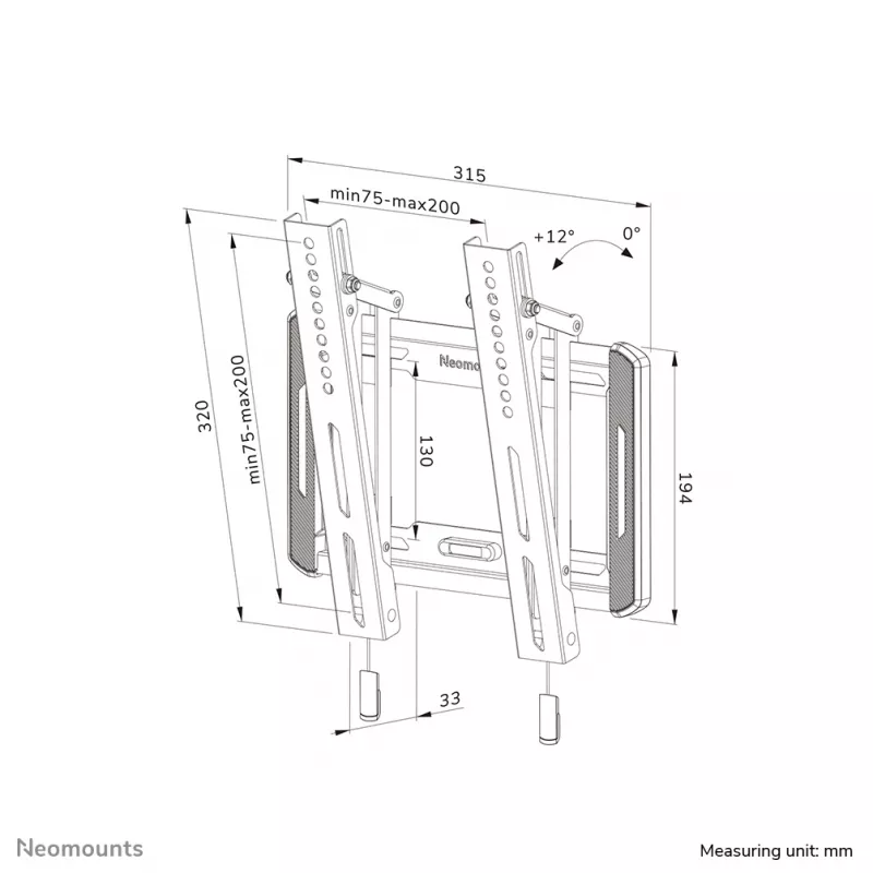 TV sienas stiprinājums Neomounts WL35-550BL12 Max 40kg 24-55in Melns