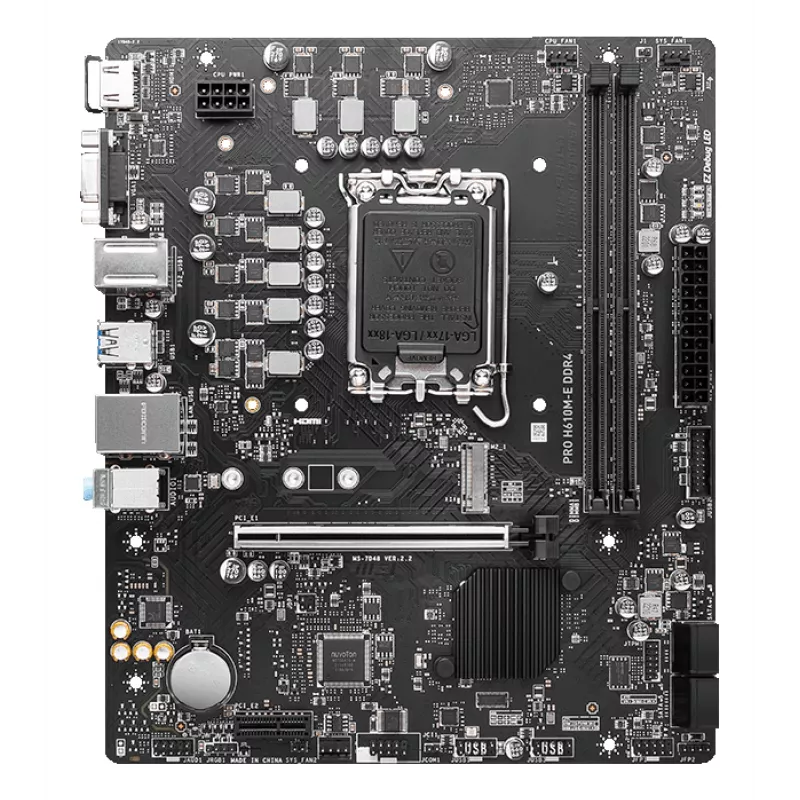 Mātesplate MSI PRO H610M-E DDR4 LGA 1700 micro ATX, Intel H610, 2x DDR4 DIMM, max 64GB, M.2, 4x SATA III, HDMI 2.1