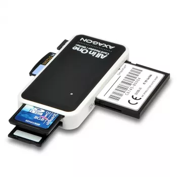 Axagon CRE-X1 ārējais 5 slotu atmiņas karšu lasītājs, CF, CF Type II, MMC, MMC Mobile, MMCmicro, MS Duo, MS PRO, Memory Stick (MS), MicroDrive, MicroSD...,