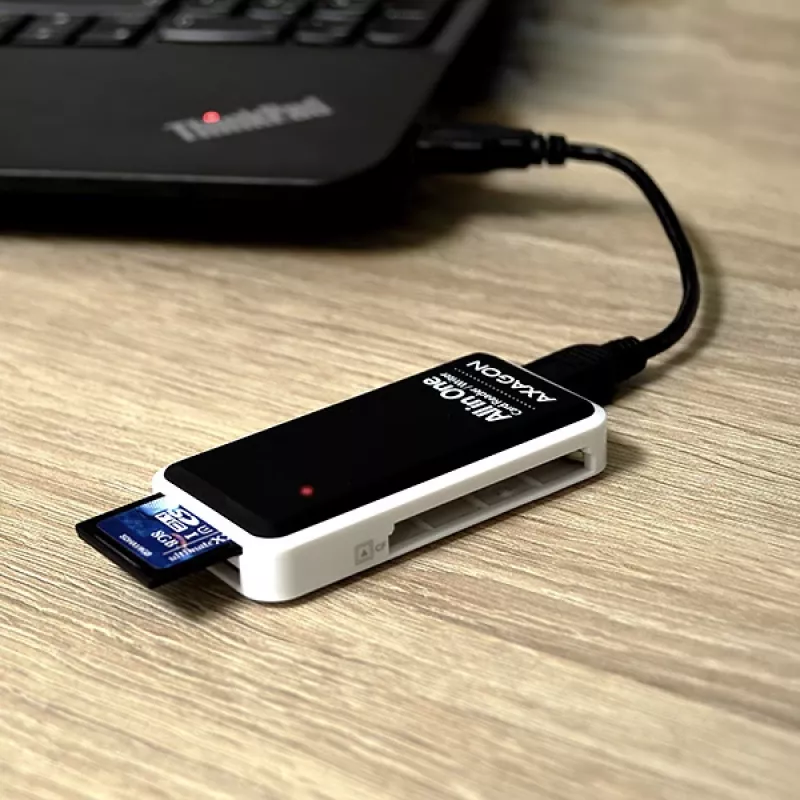 Axagon CRE-X1 ārējais 5 slotu atmiņas karšu lasītājs, CF, CF Type II, MMC, MMC Mobile, MMCmicro, MS Duo, MS PRO, Memory Stick (MS), MicroDrive, MicroSD...,