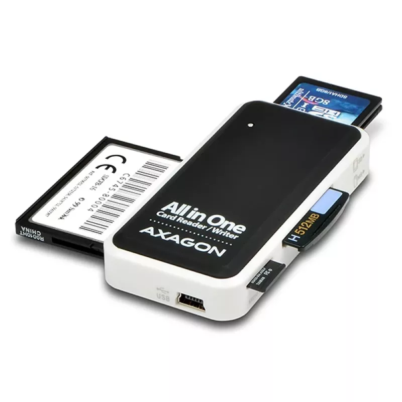 Axagon CRE-X1 ārējais 5 slotu atmiņas karšu lasītājs, CF, CF Type II, MMC, MMC Mobile, MMCmicro, MS Duo, MS PRO, Memory Stick (MS), MicroDrive, MicroSD...,
