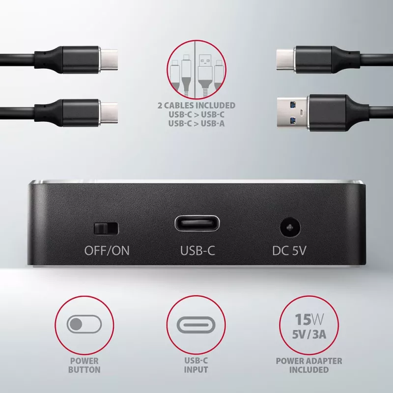 Axagon ADSA-M2C SuperSpeed USB-C 10Gbps divu M.2 NVMe dokstacija