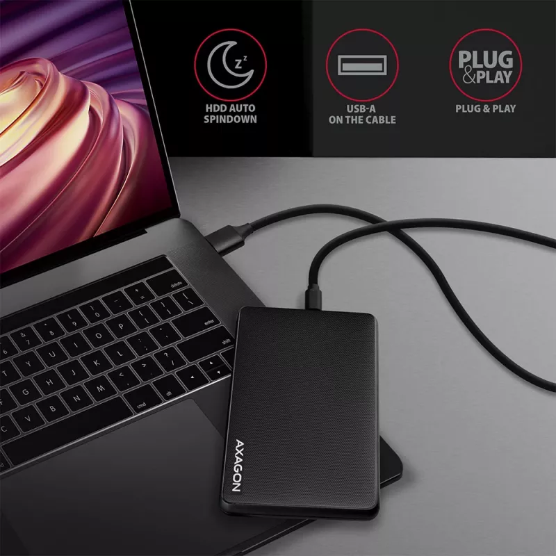 Axagon EE25-SLC Bezinstrumentu USB-C 3.2 Gen 1 - SATA 6G ārējā kaste 2,5 collu SSD/HDD