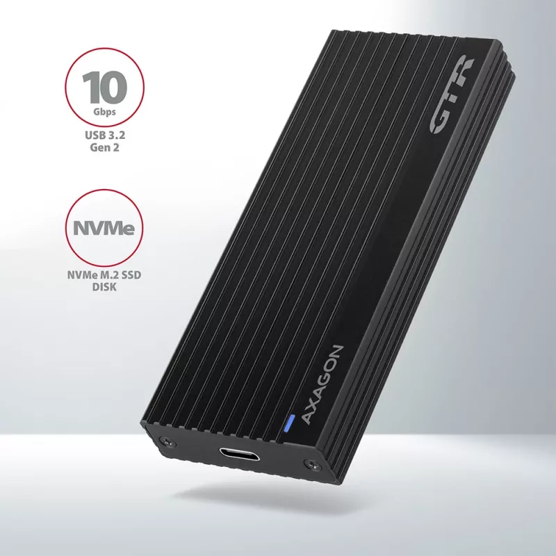 Axagon EEM2-GTR ārējā USB-C 3.2 Gen 2 metāla kaste M.2 NVMe SSD diskiem