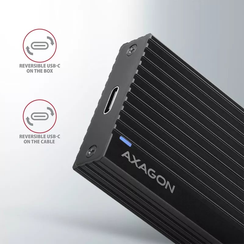 Axagon EEM2-GTR ārējā USB-C 3.2 Gen 2 metāla kaste M.2 NVMe SSD diskiem