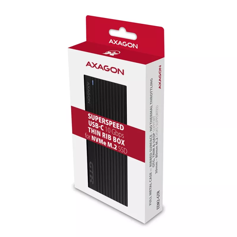 Axagon EEM2-GTR ārējā USB-C 3.2 Gen 2 metāla kaste M.2 NVMe SSD diskiem