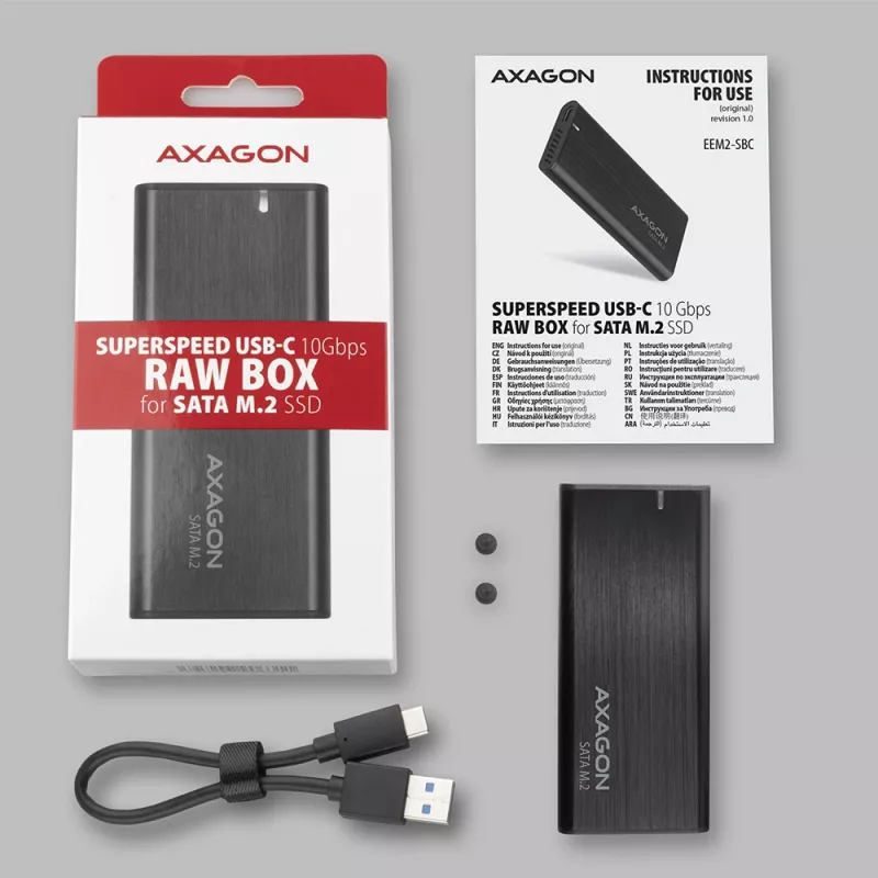 SSD korpuss Axagon EEM2-SBC USB-C 3.2 Gen 2 Melns M.2