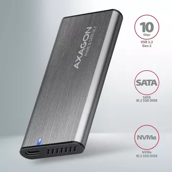 Axagon EEM2-SG2 SuperSpeed+ USB-C - M.2 NVMe & SATA SSD RAW kaste