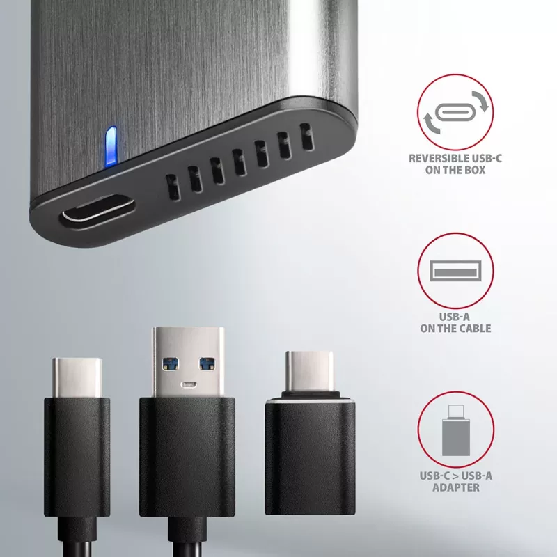 Axagon EEM2-SG2 SuperSpeed+ USB-C - M.2 NVMe & SATA SSD RAW kaste