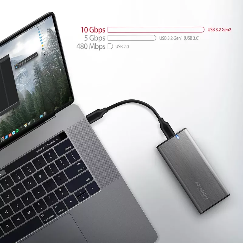 Axagon EEM2-SG2 SuperSpeed+ USB-C - M.2 NVMe & SATA SSD RAW kaste