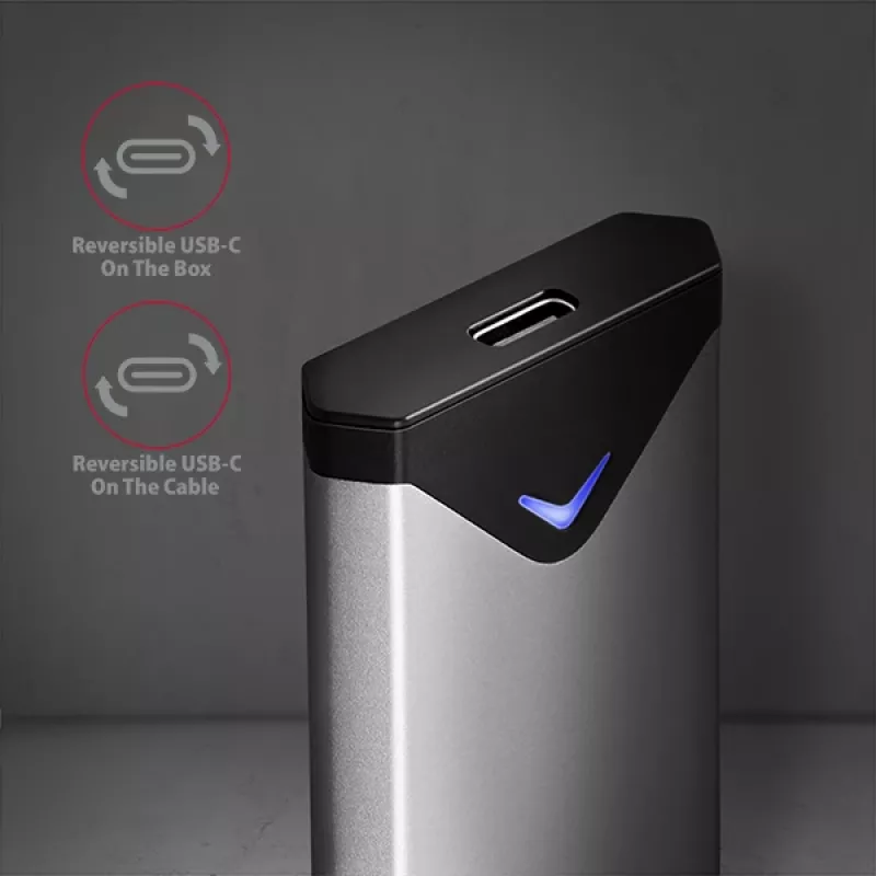Axagon EEM2-UG2 ārējā USB-C 10Gbps metāla kaste M.2 NVMe SSD diskiem. Sudraba