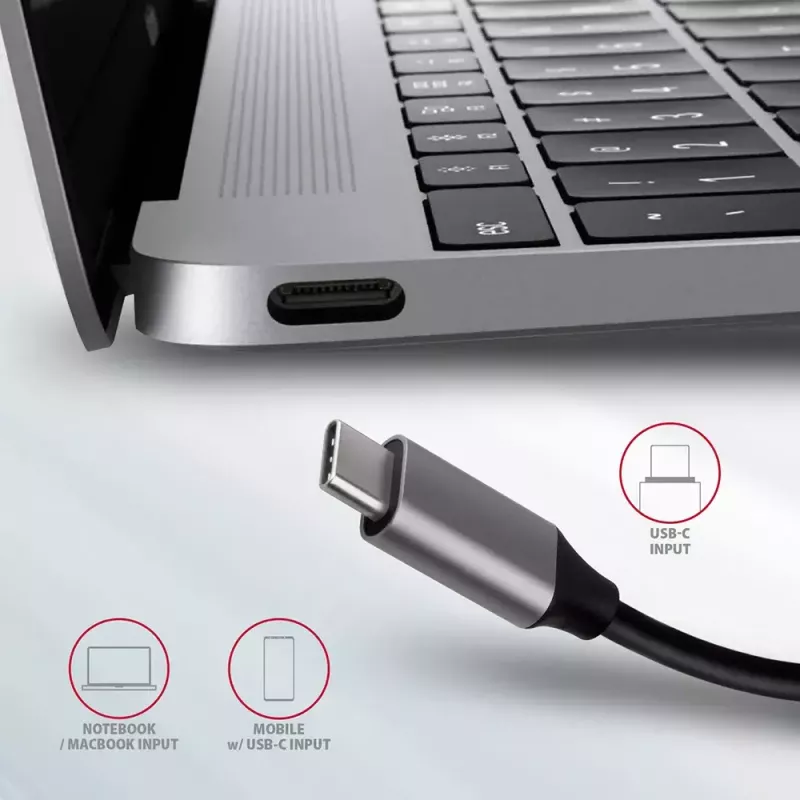 Axagon HMC-6M2 USB 3.2 Gen 1 centrmezgls, 2x USB-A, HDMI, RJ-45, SATA M.2, PD 100W, USB-C kabelis