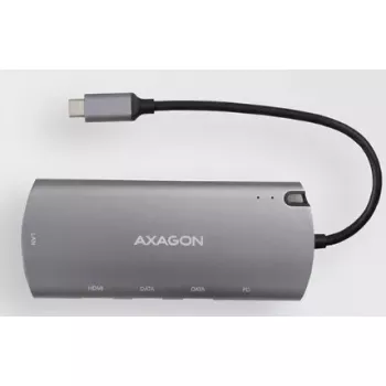 Axagon HMC-6M2 USB 3.2 Gen 1 centrmezgls, 2x USB-A, HDMI, RJ-45, SATA M.2, PD 100W, USB-C kabelis