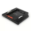 Axagon RSS-CD09 2.5 inch SSD/HDD rāmis DVD slotam 9.5 mm LED ALU interfeisa kartes/adapteris Iekšējais SATA