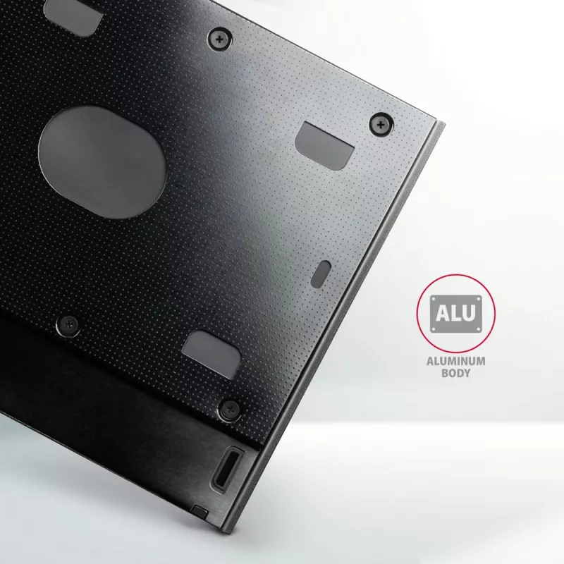 Axagon RSS-CD09 2.5 inch SSD/HDD rāmis DVD slotam 9.5 mm LED ALU interfeisa kartes/adapteris Iekšējais SATA
