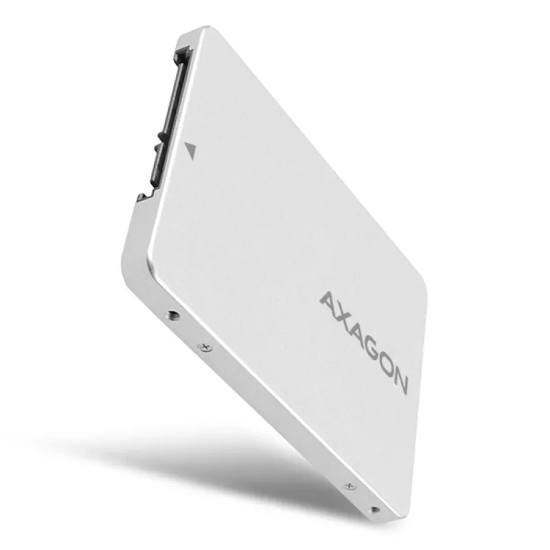 Axagon RSS-M2SD SATA - M.2 SATA SSD, iekšējā 2,5 collu ALU kaste, sudraba