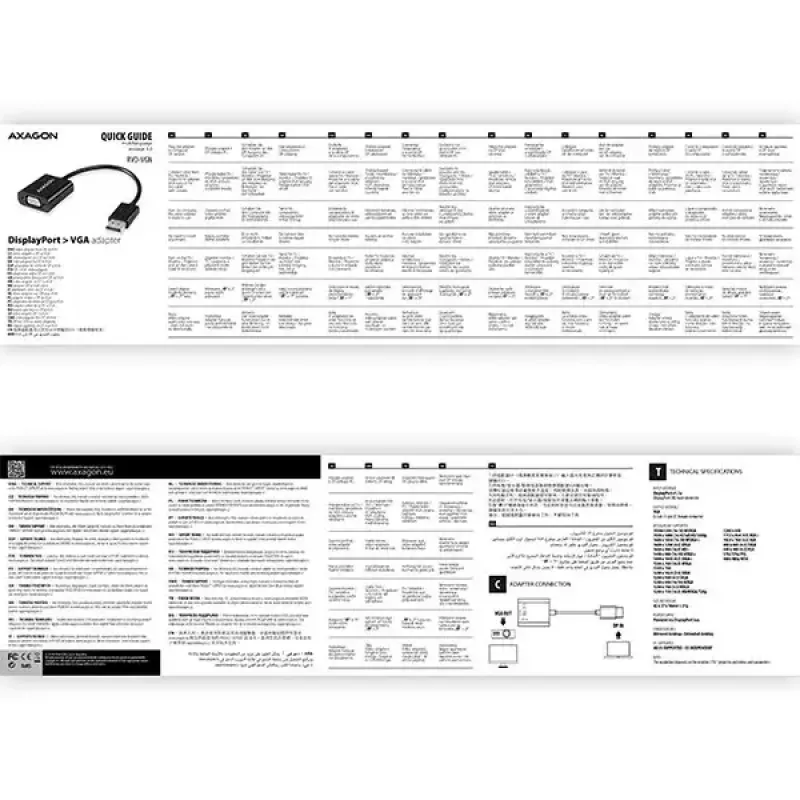Video kabeļa adapteris Axagon RVD-VGN DisplayPort uz VGA 0,16 m