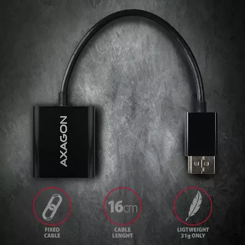 Video kabeļa adapteris Axagon RVD-VGN DisplayPort uz VGA 0,16 m