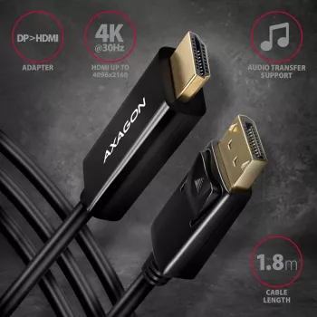 Axagon RVD-HI14C2 DisplayPort -> HDMI 1.4 kabelis 1,8 m, 4K/30Hz