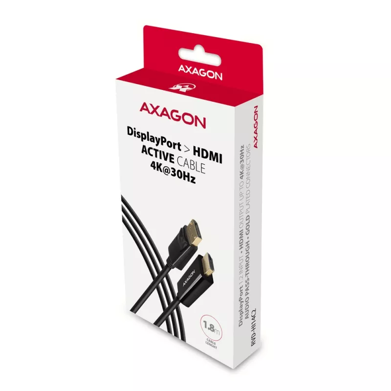 Axagon RVD-HI14C2 DisplayPort -> HDMI 1.4 kabelis 1,8 m, 4K/30Hz