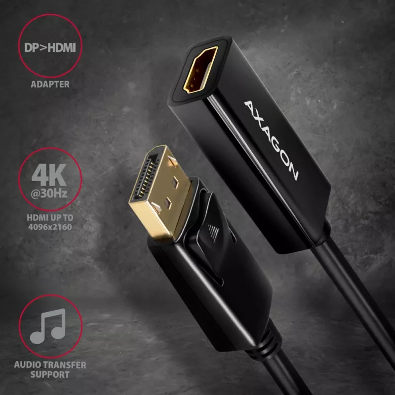 Axagon RVD-HI14N DisplayPort -> HDMI 1.4 adapteris 4K/30Hz