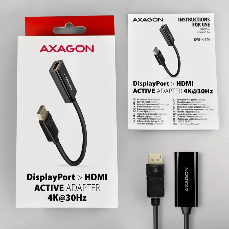 Axagon RVD-HI14N DisplayPort -> HDMI 1.4 adapteris 4K/30Hz