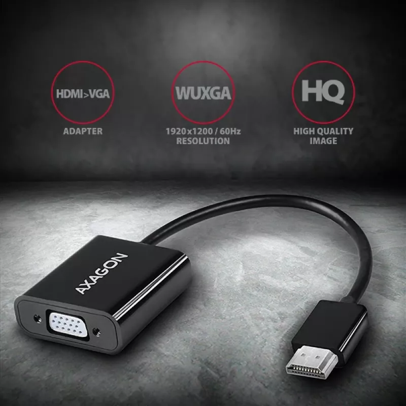 Axagon RVH-VGAN HDMI -> VGA adapteris FullHD, 1920x1200, audio OUT, power IN