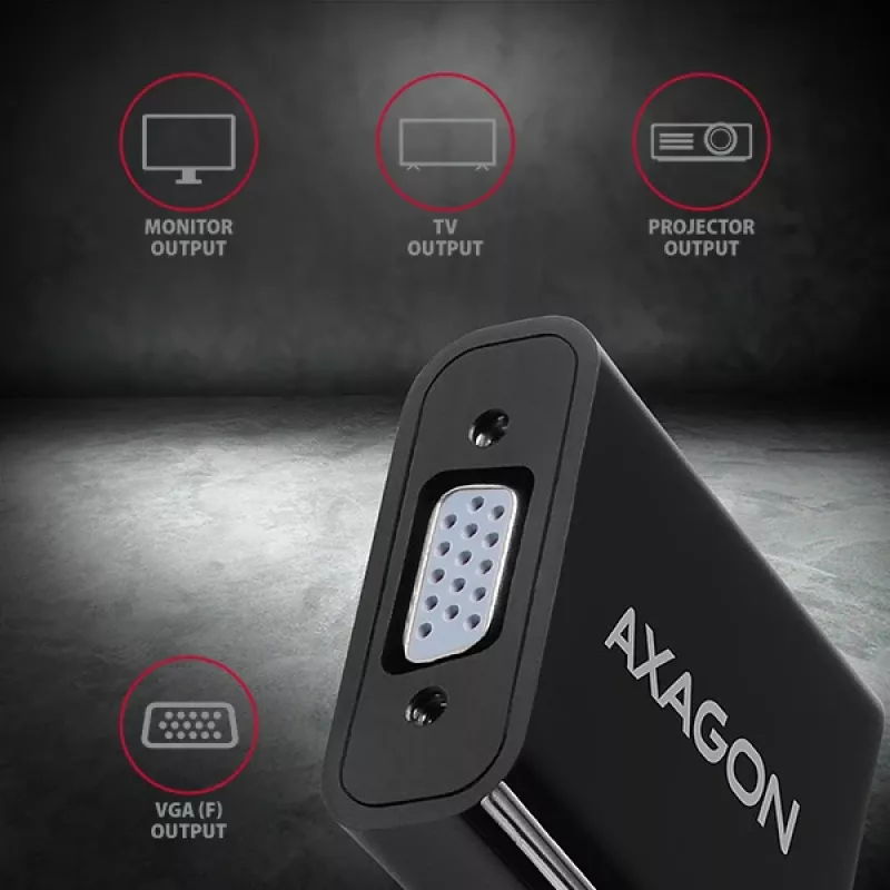 Axagon RVH-VGAN HDMI -> VGA adapteris FullHD, 1920x1200, audio OUT, power IN