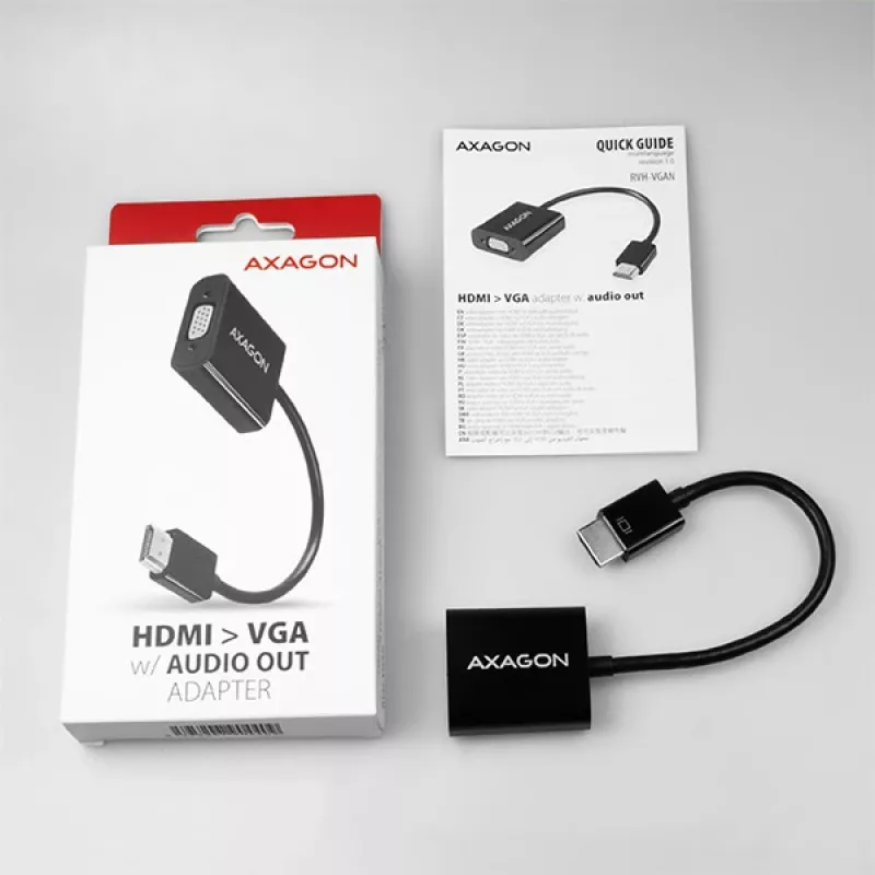 Axagon RVH-VGAN HDMI -> VGA adapteris FullHD, 1920x1200, audio OUT, power IN