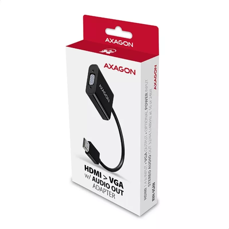 Axagon RVH-VGAN HDMI -> VGA adapteris FullHD, 1920x1200, audio OUT, power IN